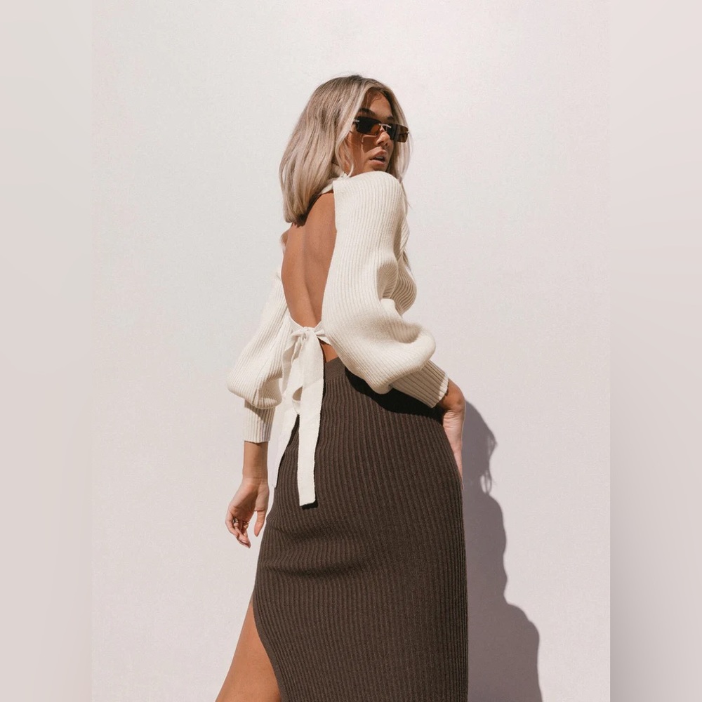 Princess Polly Bernadette open back sweater
